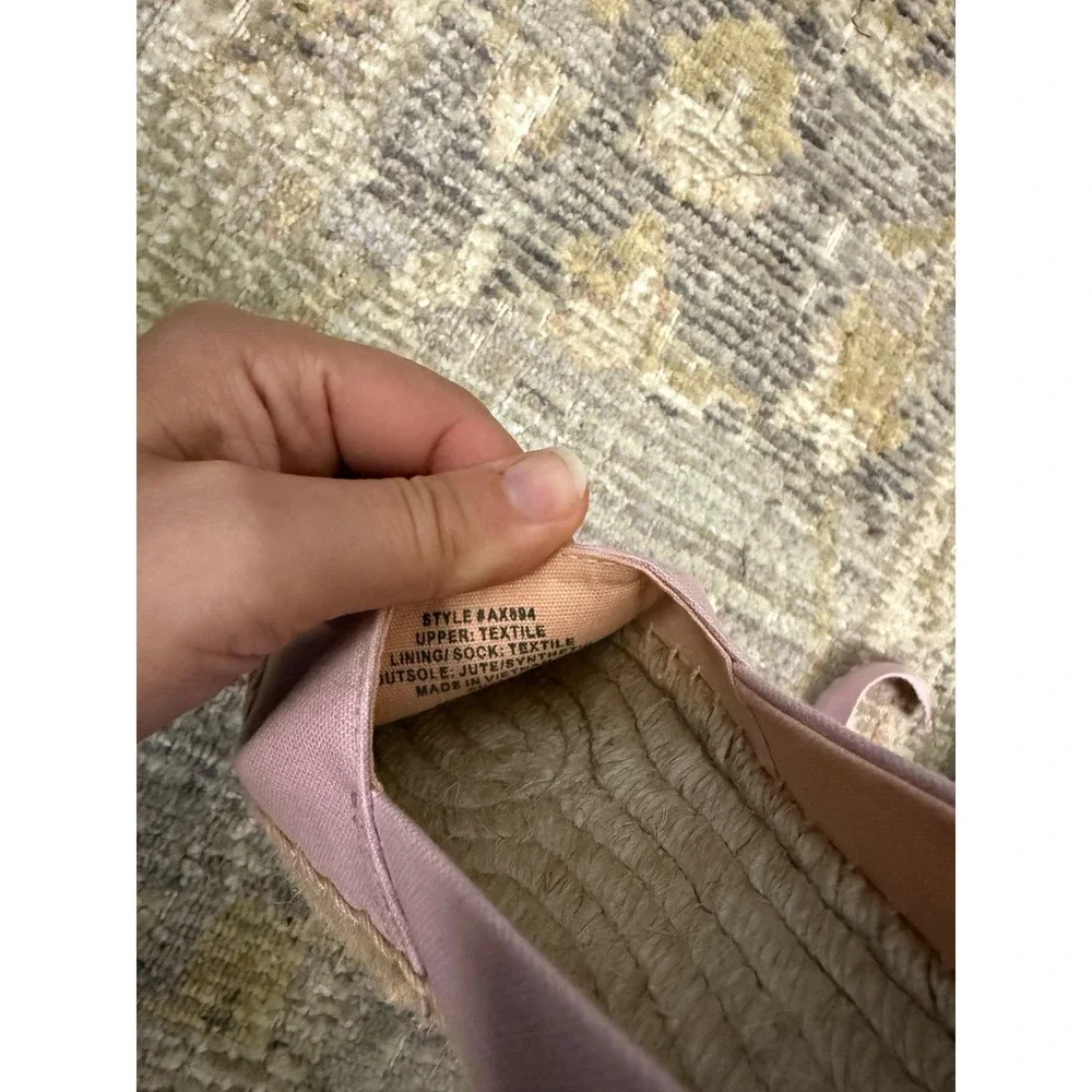 J.Crew Pink Canvas Lace Up Espadrille Flats Ankle Tie Shoes Womens 6